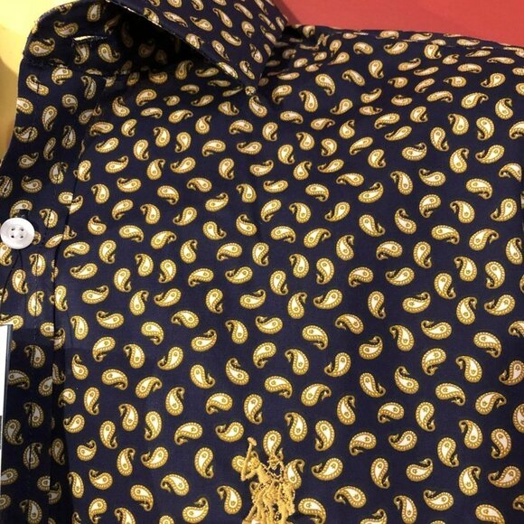 U.S. POLO ASSN Men's Wrinkle Resistant Paisley Dress Shirt - NWT - Picture 2 of 4